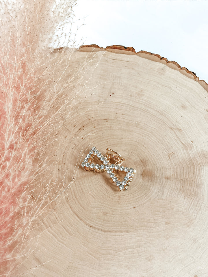 Buy 3 for $10 | Dainty Bow Shaped Embellished Hair Clip - Giddy Up Glamour Boutique