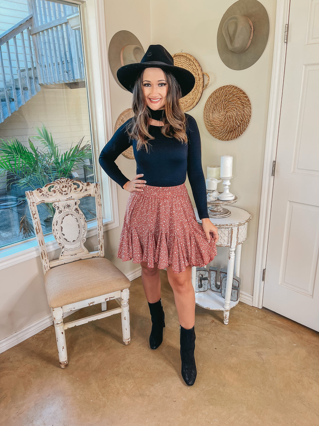 Newest Views Small Leopard Ruffle Skirt in Dusty Mauve Pink - Giddy Up Glamour Boutique