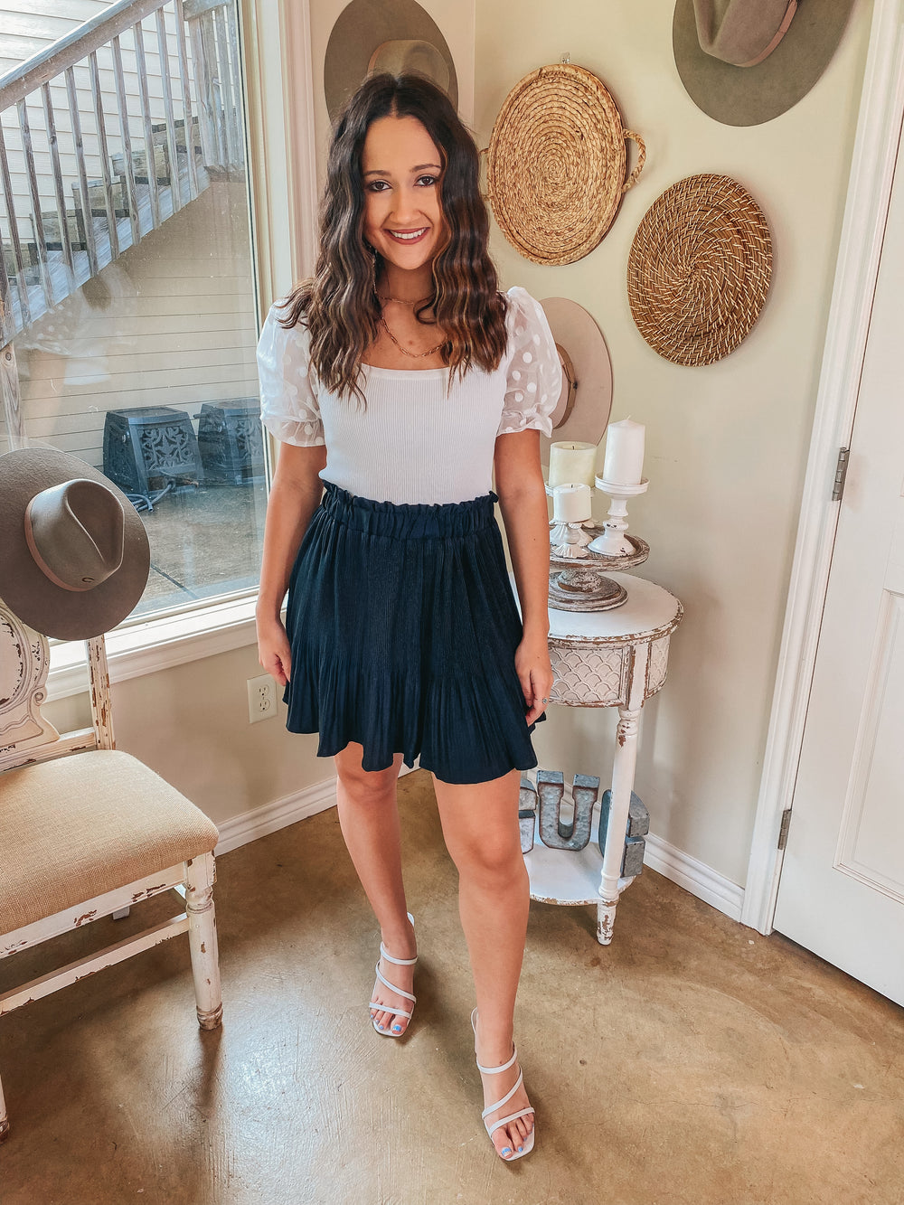 Style Stash Pleated Ruffle Mini Skirt in Black - Giddy Up Glamour Boutique