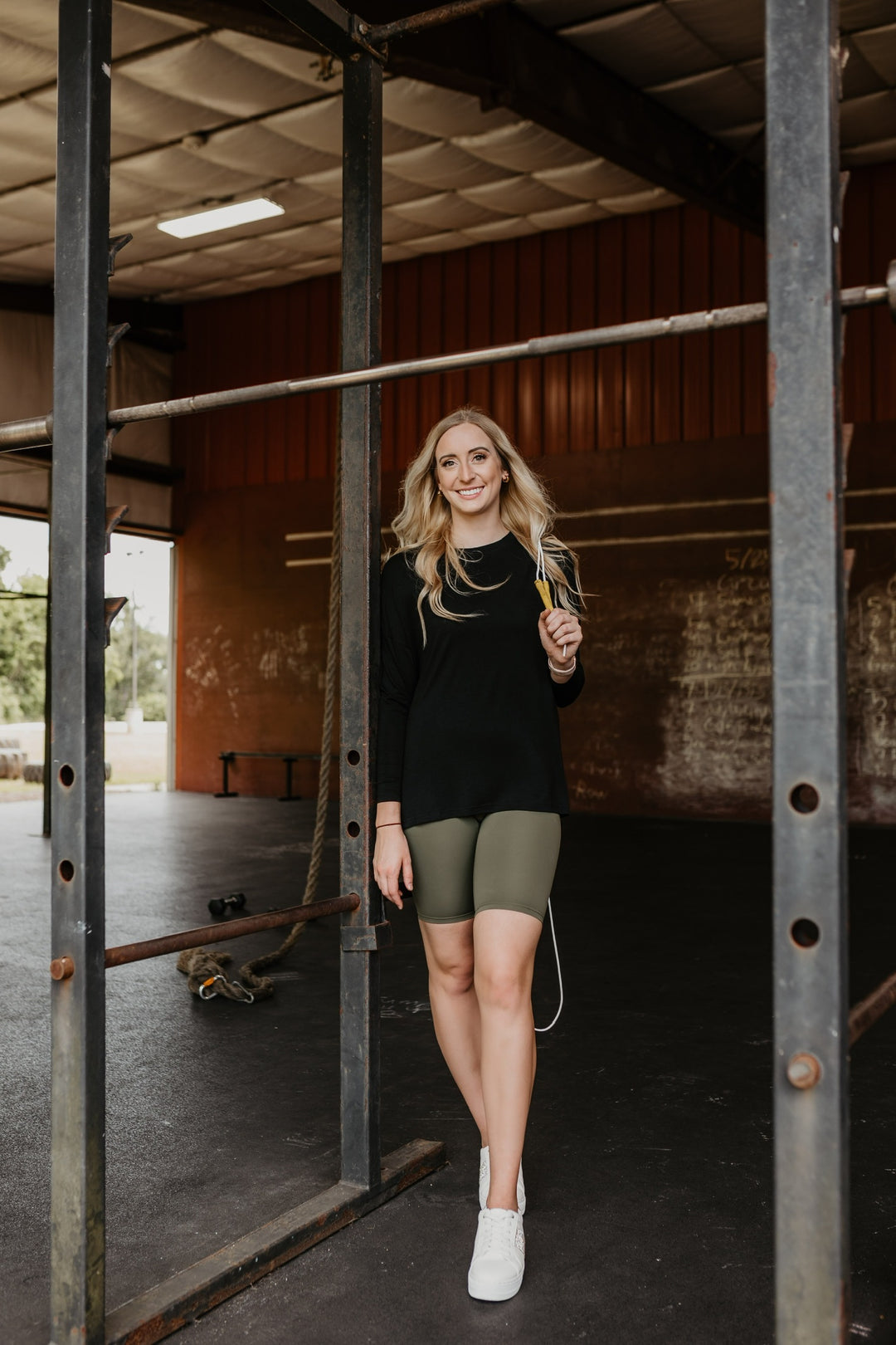 Take A Lap Mid Thigh Biker Shorts in Olive Green - Giddy Up Glamour Boutique