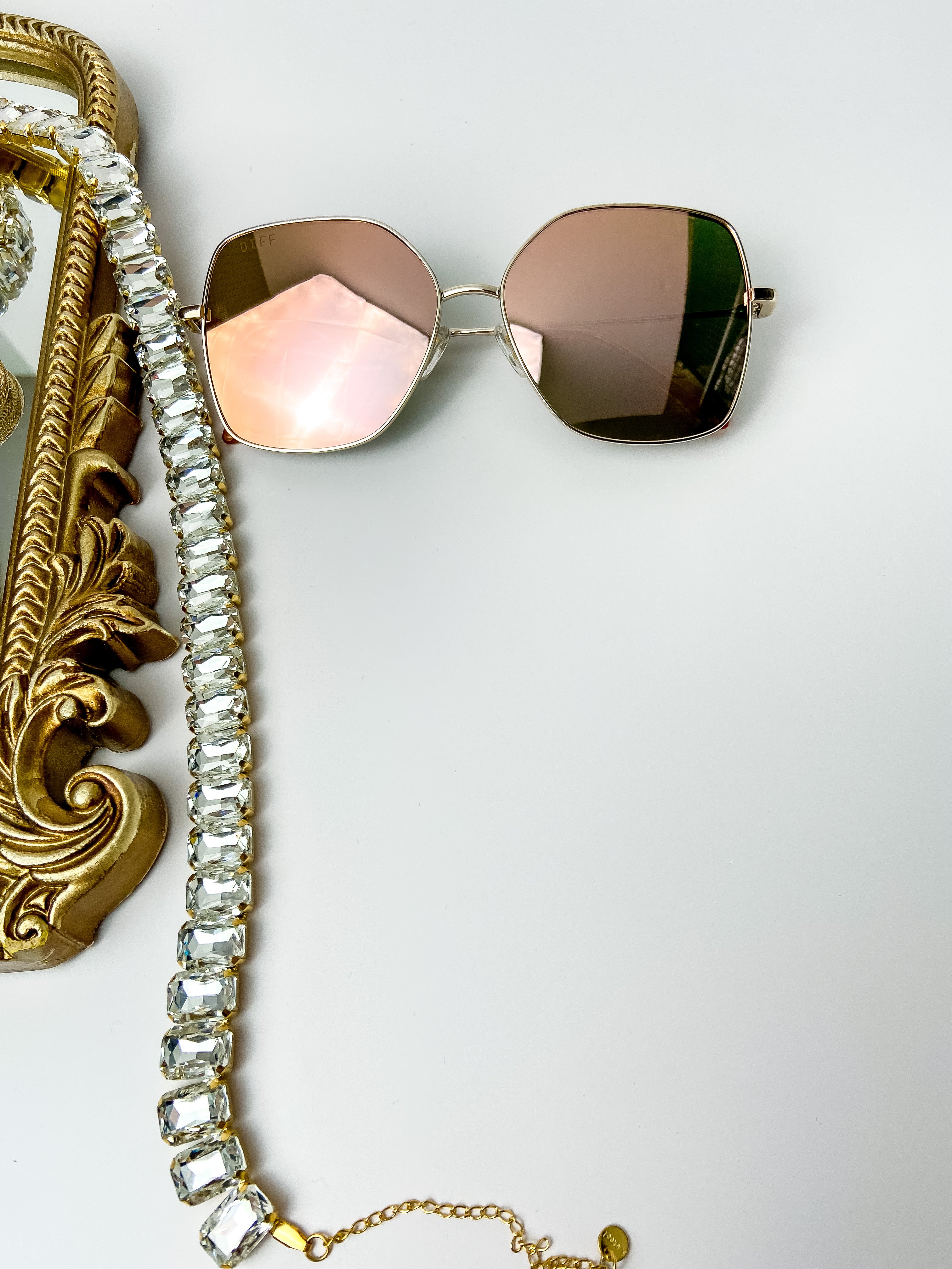 DIFF | Iris Peach Mirror Sunglasses in Gold Tone - Giddy Up Glamour Boutique