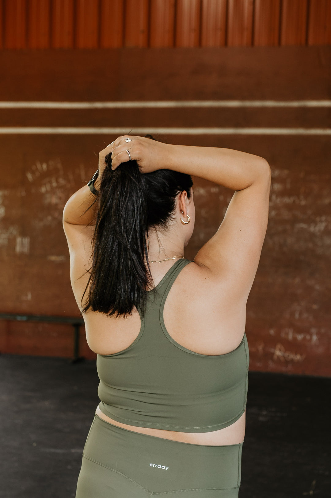 CrossFit Cutie Racer Back Tank Top Sports Bra in Olive Green - Giddy Up Glamour Boutique