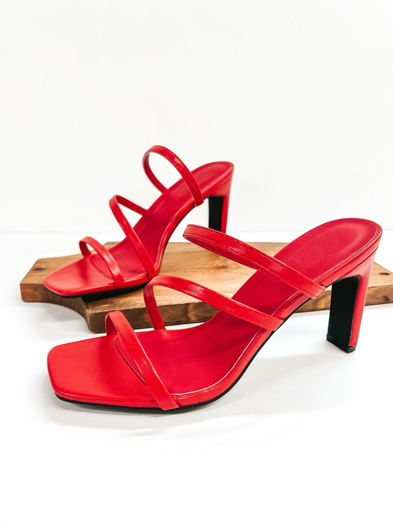 Upper West Side Strappy Heeled Sandals in Red - Giddy Up Glamour Boutique