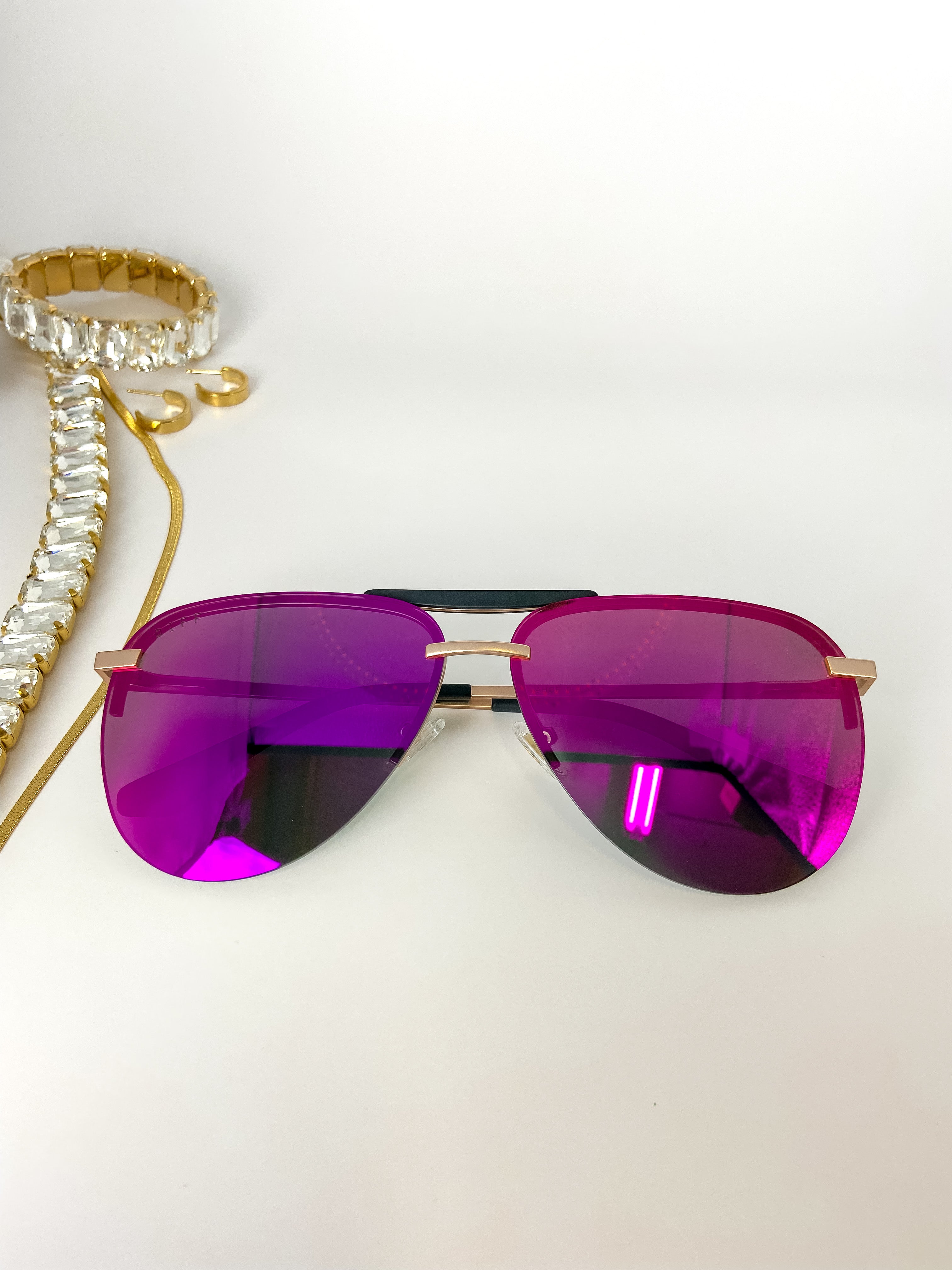 DIFF | Tahoe Sunset Mirror Lens Sunglasses in Gold Tone - Giddy Up Glamour Boutique