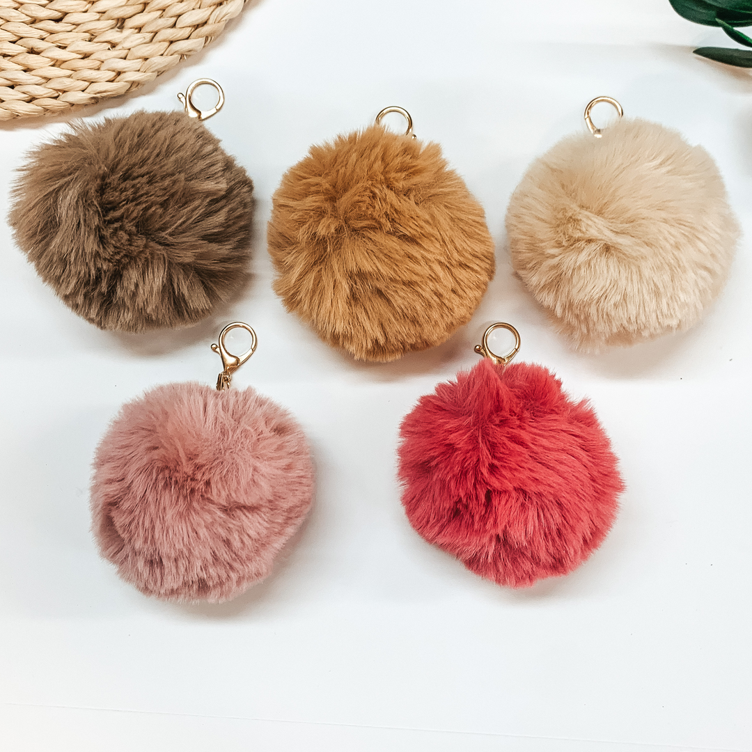 Buy 3 for $10 | Large Puff Ball Keychains - Giddy Up Glamour Boutique