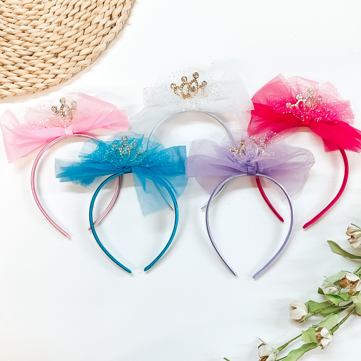 Buy 3 for $10 |  Glitter Headband with Bow and Crown - Giddy Up Glamour Boutique