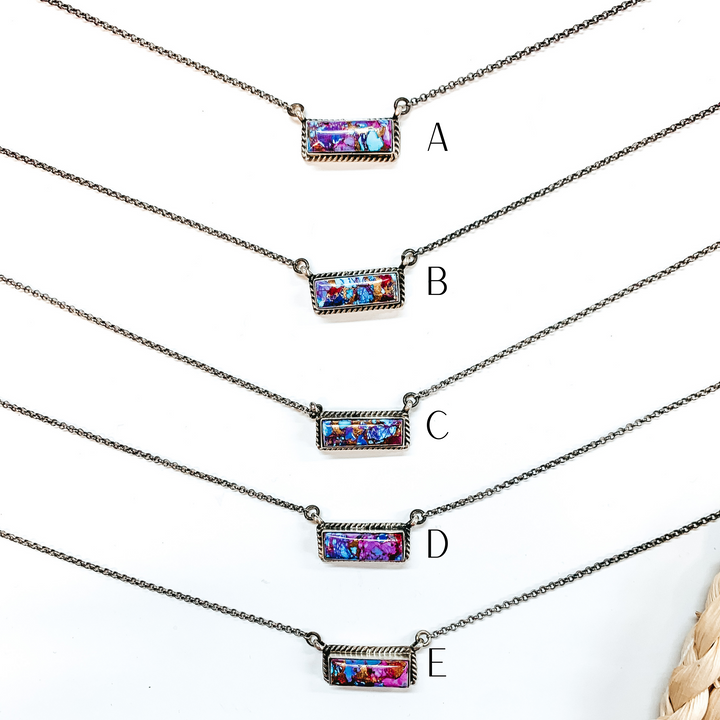 Vernon Kee | Navajo Handmade Sterling Silver Chain Necklace with Remix Mojave Turquoise Stone and Rope Detailing Bar - Giddy Up Glamour Boutique