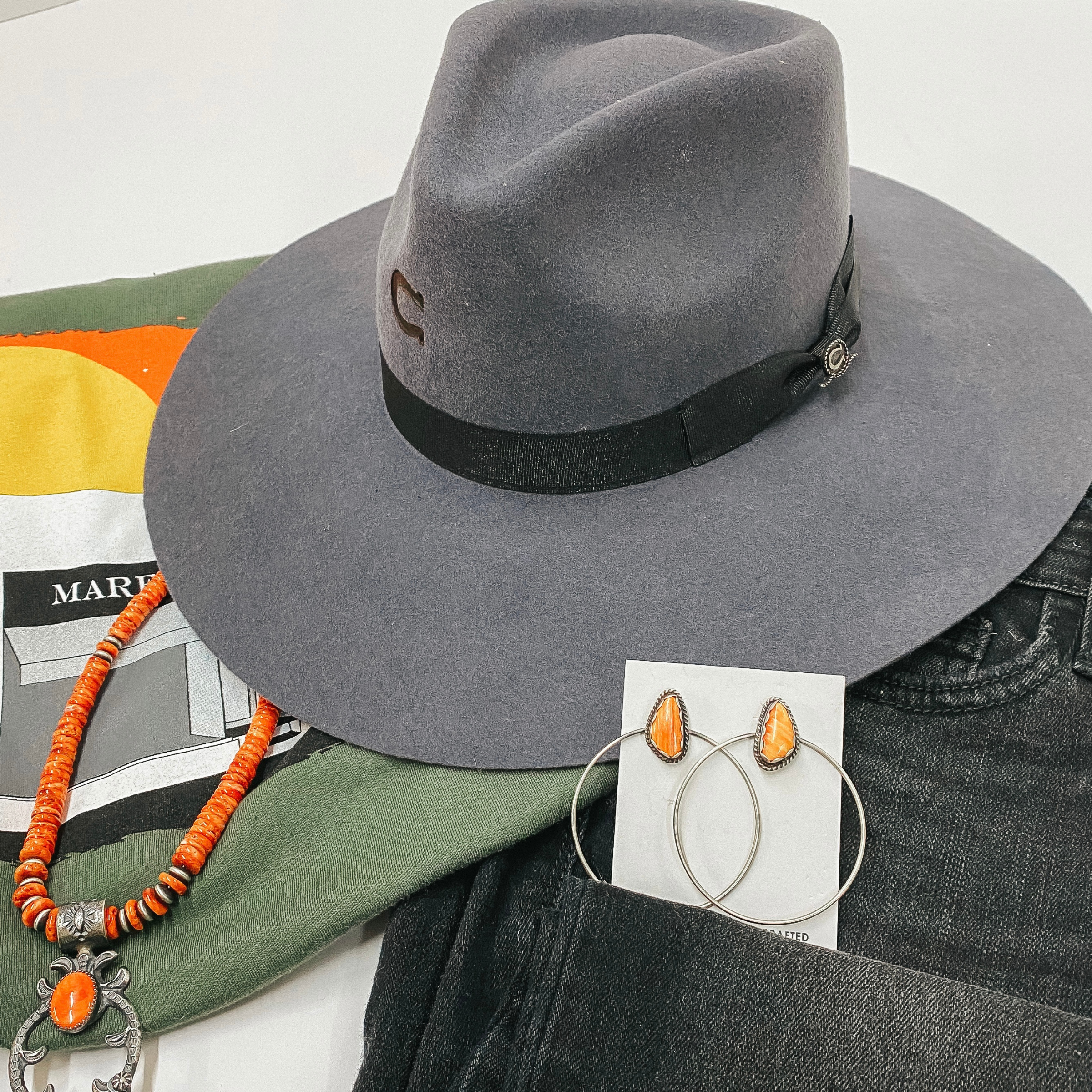 Charlie 1 Horse | Highway Wool Felt Hat in Granite - Giddy Up Glamour Boutique