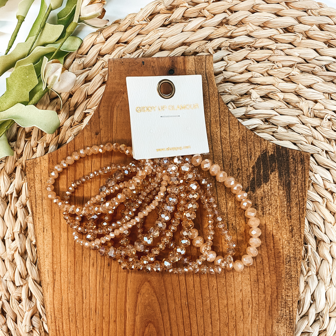 Nine Piece Crystal Bracelet Set in Light Bronze - Giddy Up Glamour Boutique