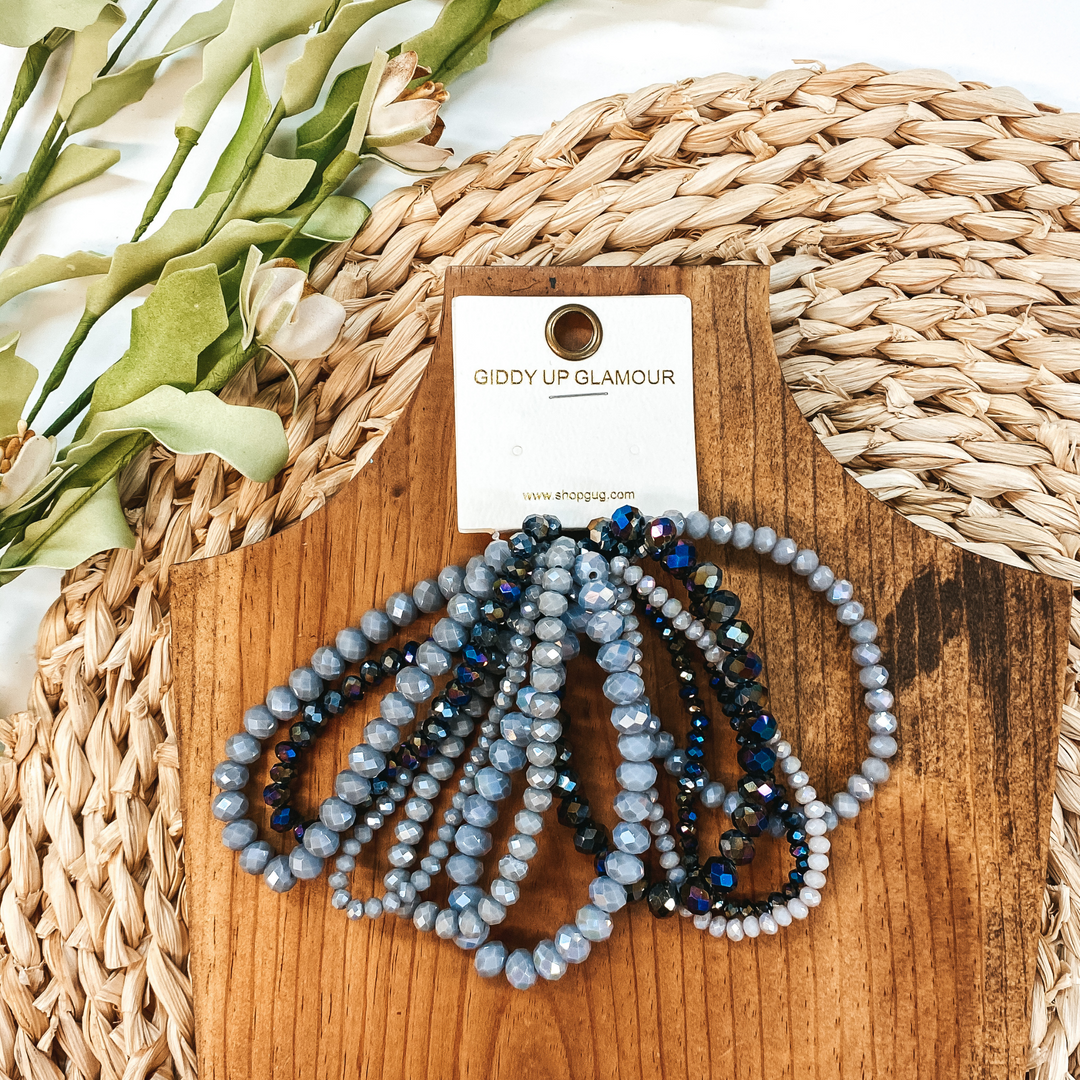 Nine Piece Crystal Bracelet Set in Gray - Giddy Up Glamour Boutique