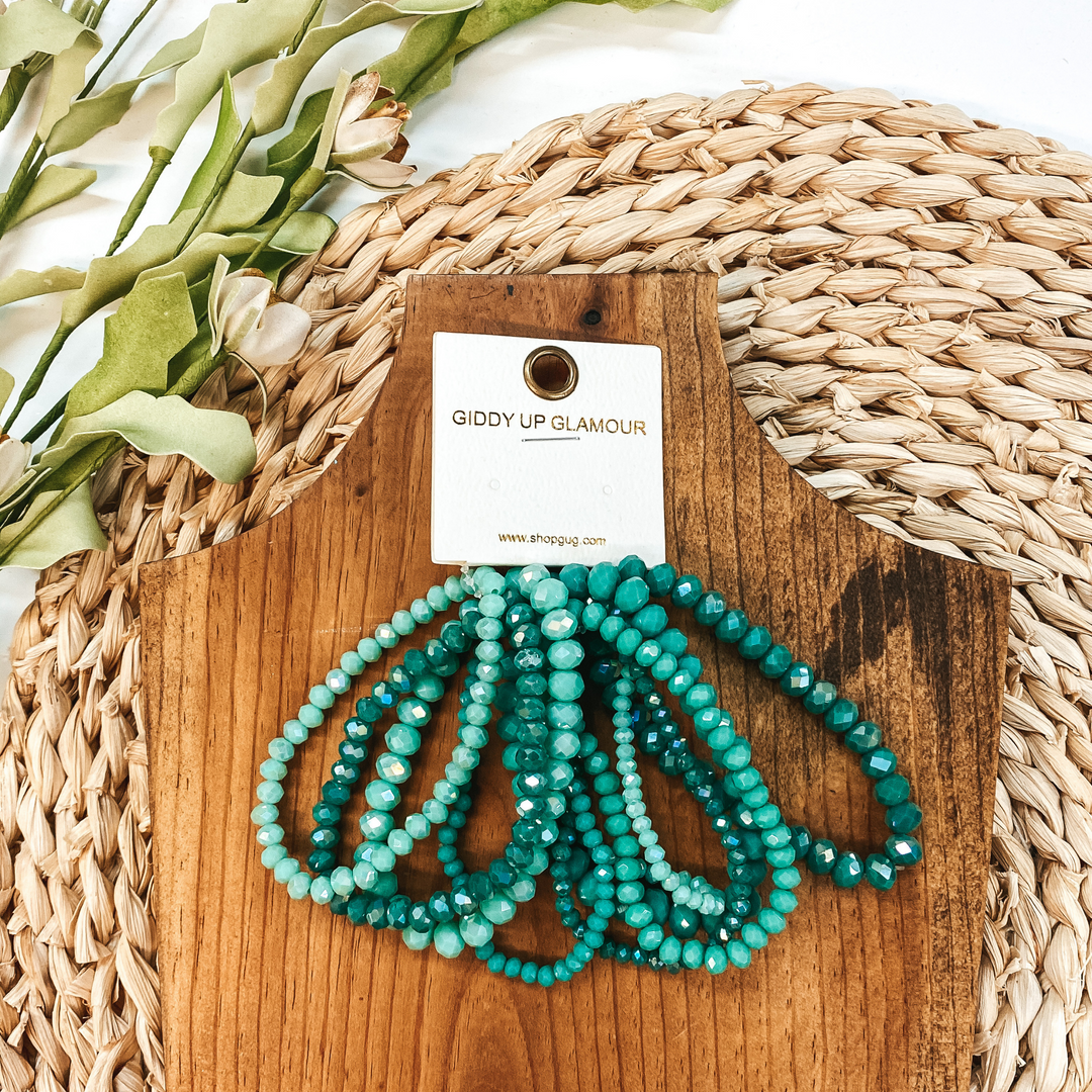 Nine Piece Crystal Bracelet Set in Mint - Giddy Up Glamour Boutique