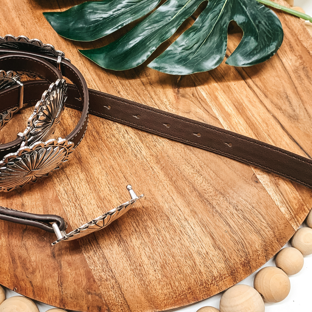 Save A Horse Silver Tone Concho Belt in Brown - Giddy Up Glamour Boutique
