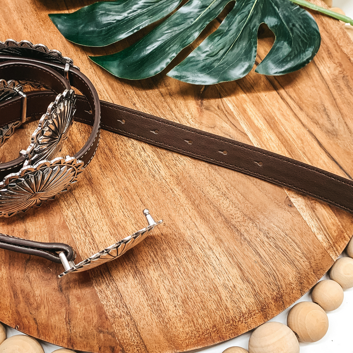 Save A Horse Silver Tone Concho Belt in Brown - Giddy Up Glamour Boutique