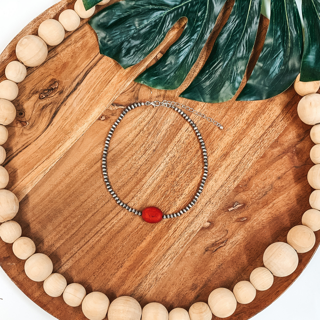 Navajo Inspired Choker with Oval Pendant in Maroon - Giddy Up Glamour Boutique