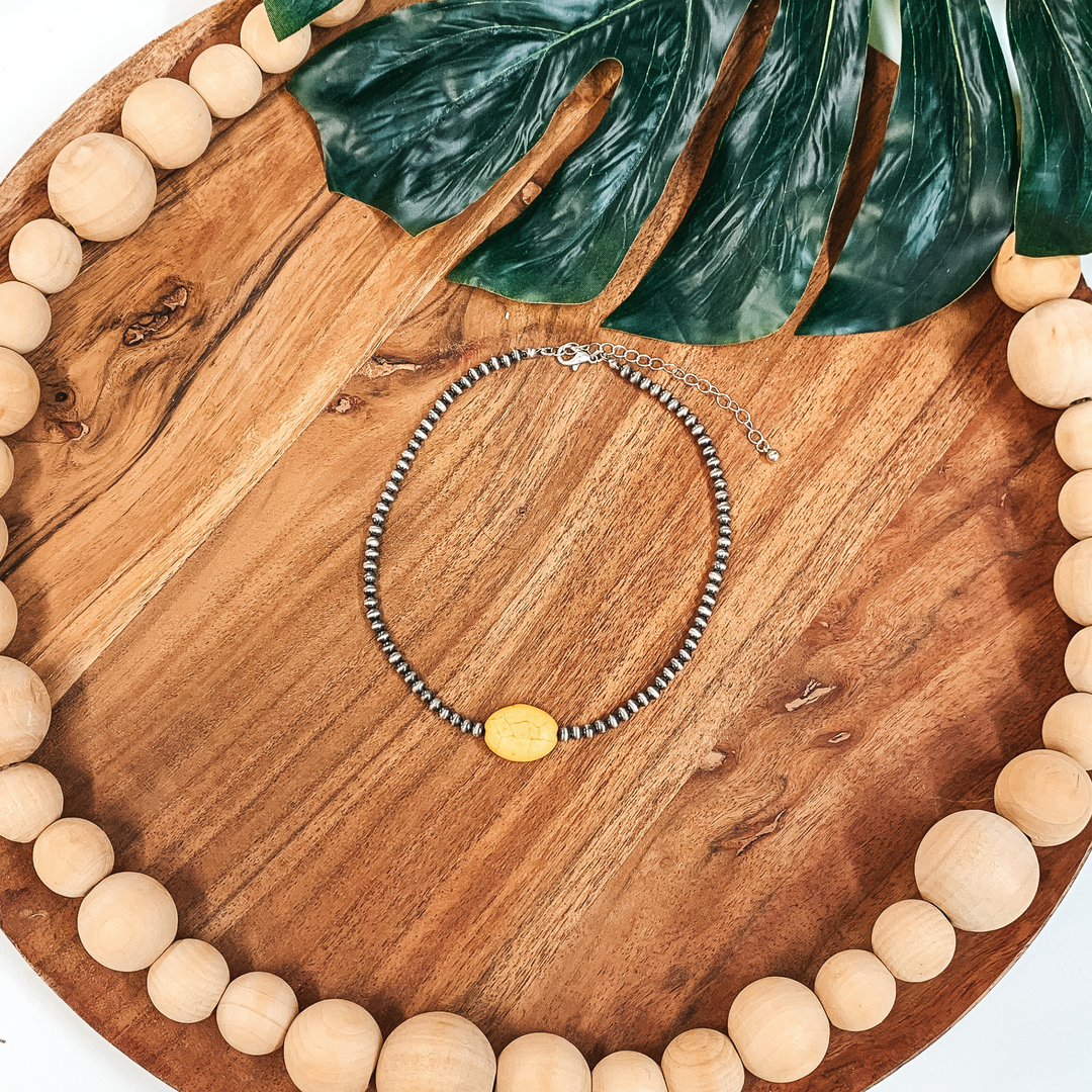 Navajo Inspired Choker with Oval Pendant in Yellow - Giddy Up Glamour Boutique