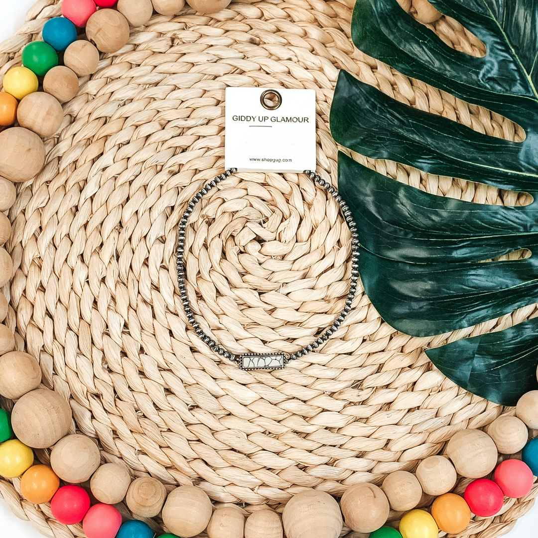 Navajo Inspired Choker with Bar Pendant in Ivory - Giddy Up Glamour Boutique