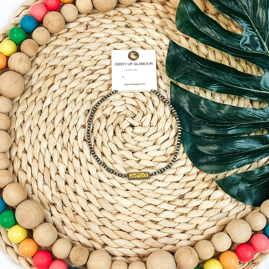 Navajo Inspired Choker with Bar Pendant in Yellow - Giddy Up Glamour Boutique