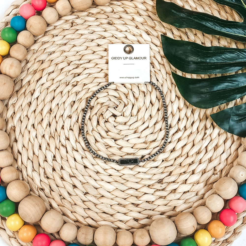 Navajo Inspired Choker with Bar Pendant in Black - Giddy Up Glamour Boutique