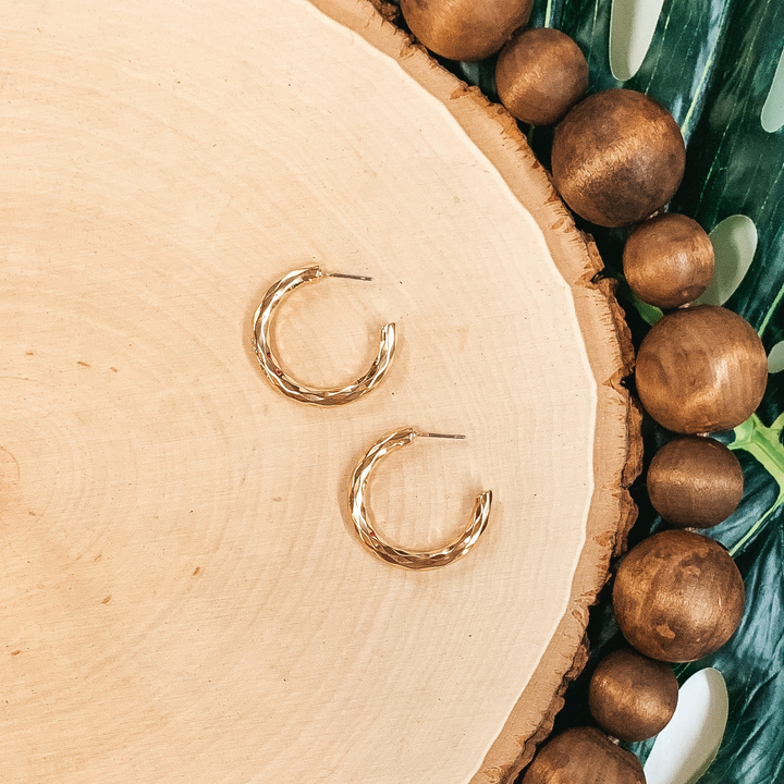 Keep It Simple Small Thick Hoops in Gold - Giddy Up Glamour Boutique