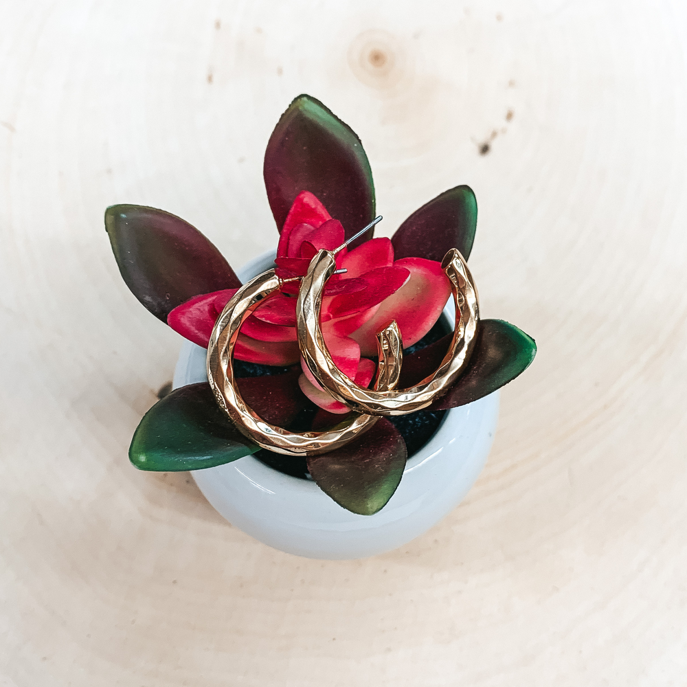 Keep It Simple Small Thick Hoops in Gold - Giddy Up Glamour Boutique