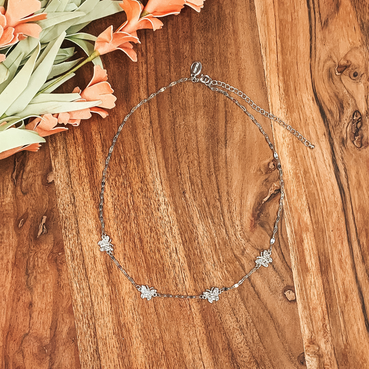 Float Like a Butterfly Crystal Pendant Necklace in Silver - Giddy Up Glamour Boutique