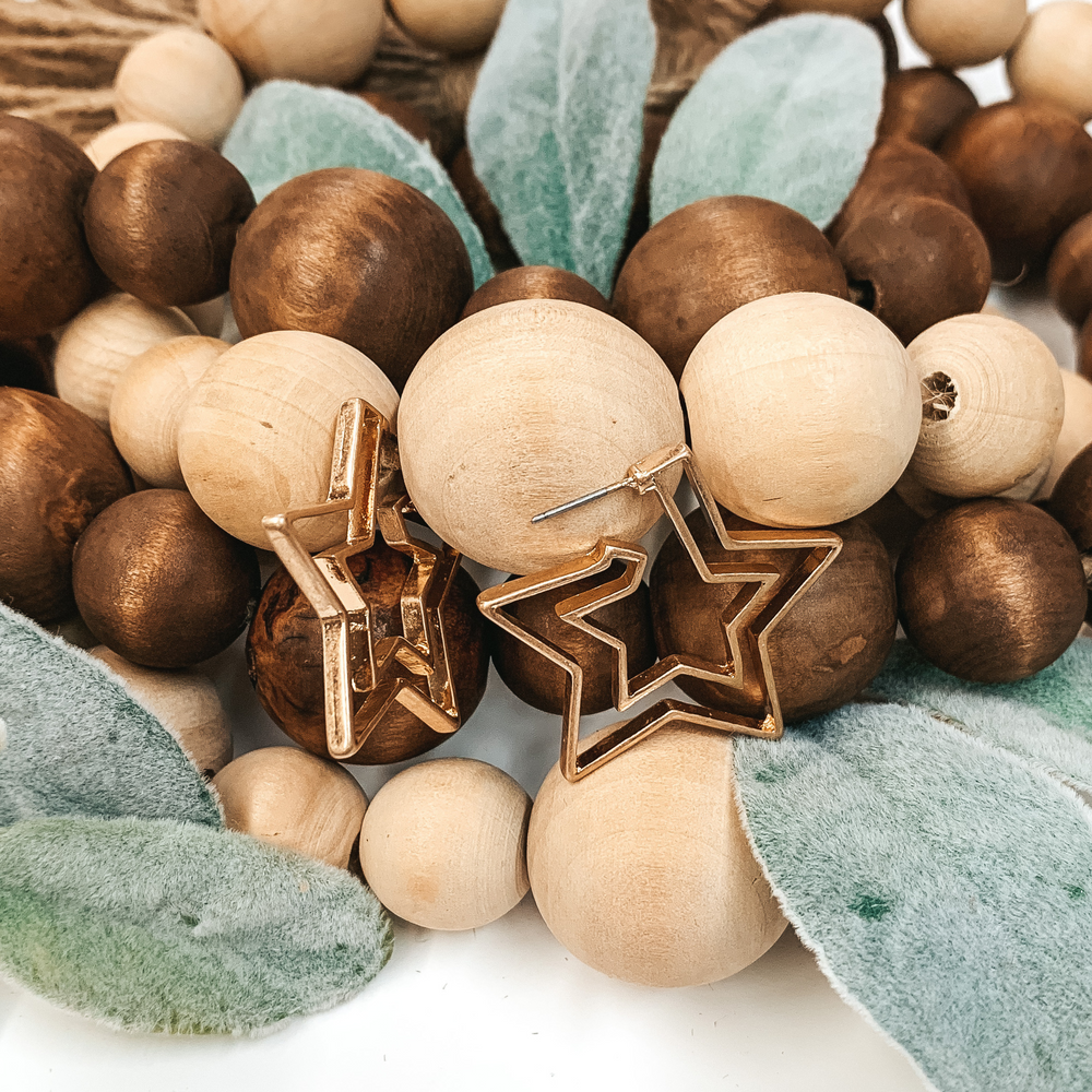 Doubled Star Hoop Earrings in Gold - Giddy Up Glamour Boutique