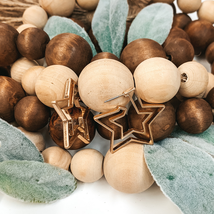 Doubled Star Hoop Earrings in Gold - Giddy Up Glamour Boutique