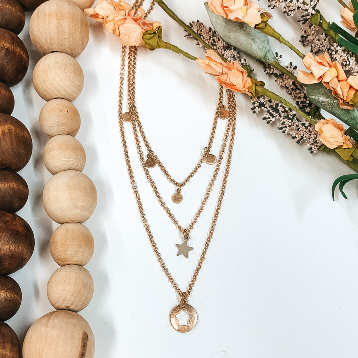 First Star Necklace Set in Gold/Tan - Giddy Up Glamour Boutique