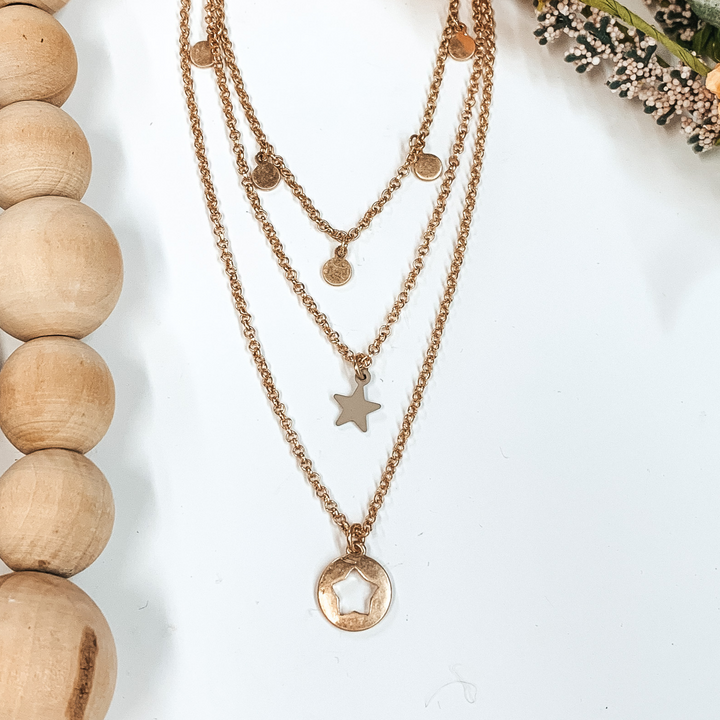 First Star Necklace Set in Gold/Tan - Giddy Up Glamour Boutique