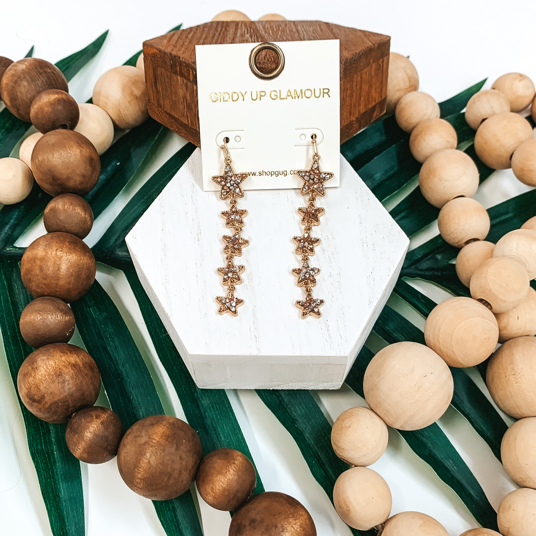 Crystalized Star Drop Earrings in Champagne - Giddy Up Glamour Boutique