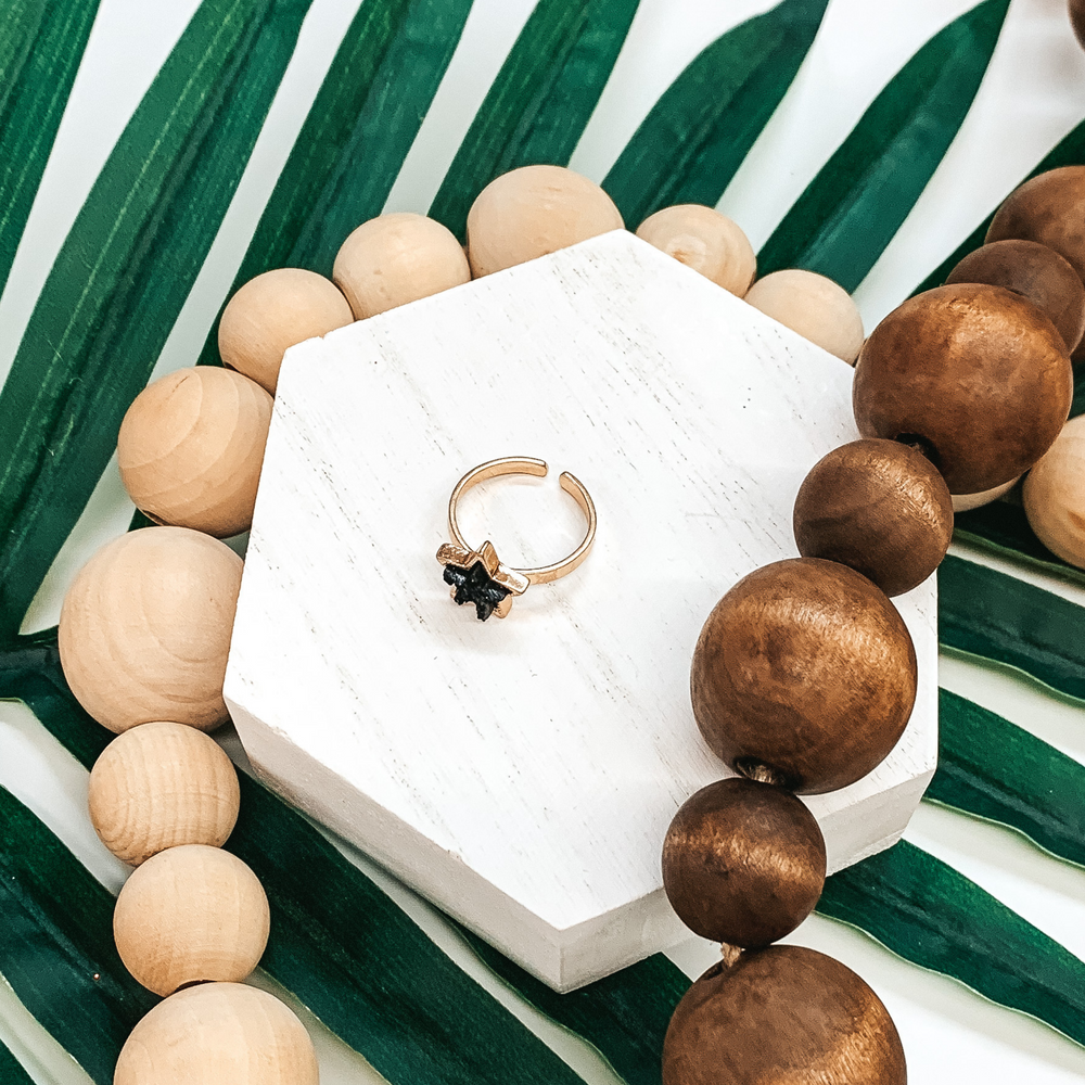 Crystalized Sta Gold Tone Ring - Giddy Up Glamour Boutique