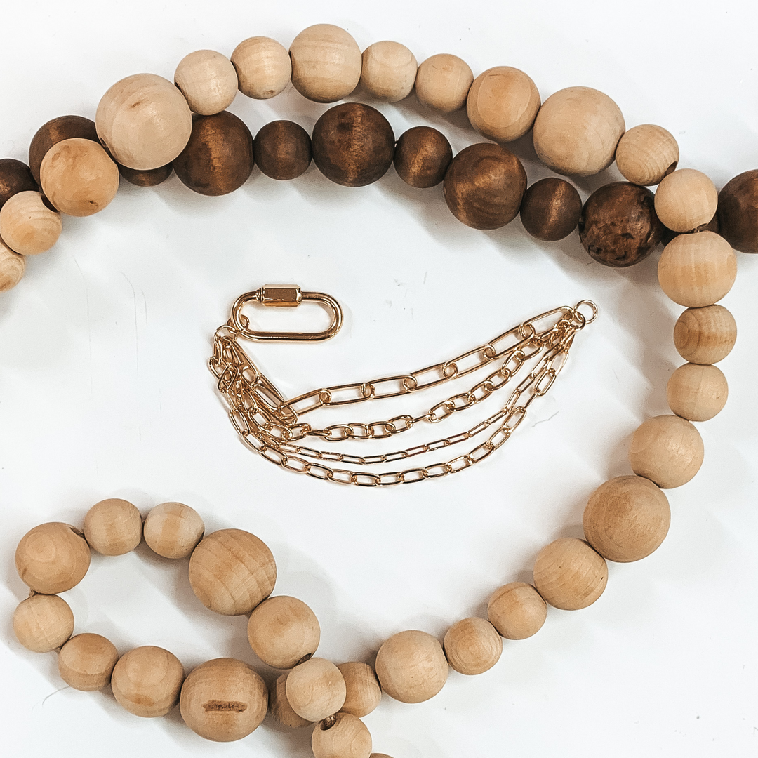 Four Chain Bracelet With Oval Pendant in Gold - Giddy Up Glamour Boutique