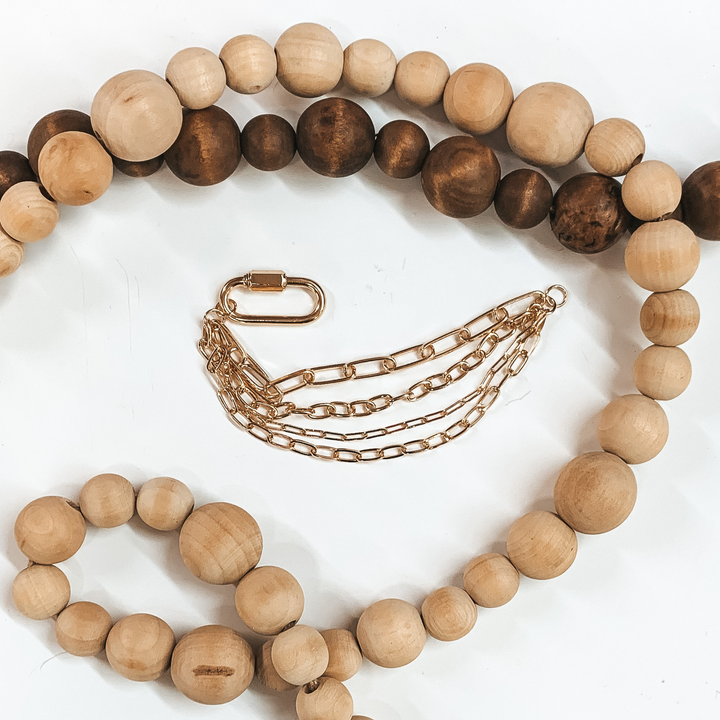 Four Chain Bracelet With Oval Pendant in Gold - Giddy Up Glamour Boutique