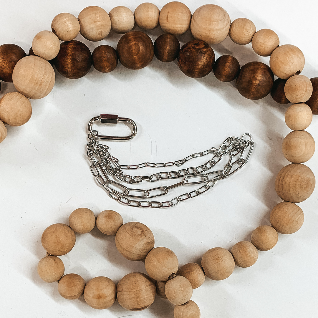 Four Chain Bracelet With Oval Pendant in Silver - Giddy Up Glamour Boutique