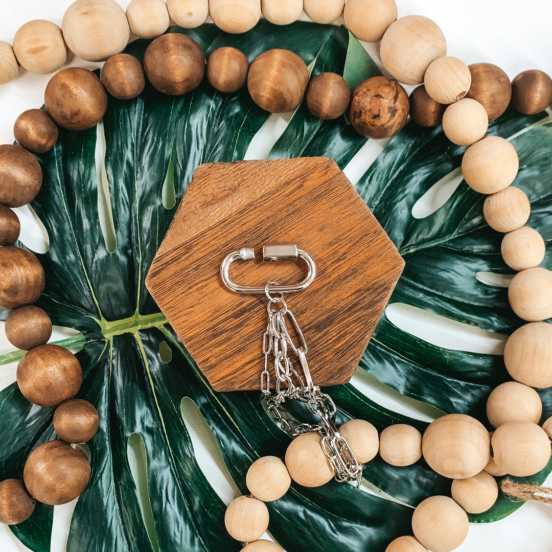 Four Chain Bracelet With Oval Pendant in Silver - Giddy Up Glamour Boutique