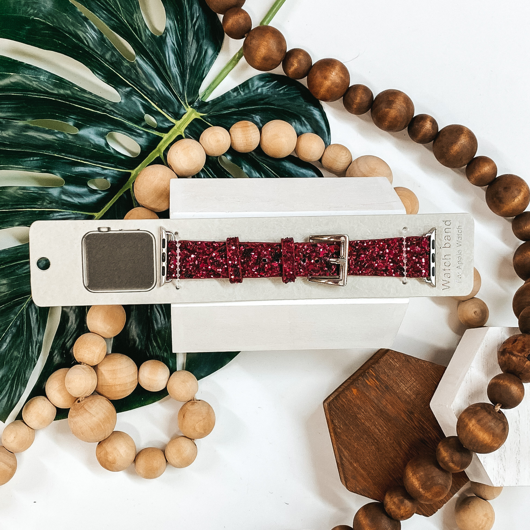 Unstoppable Sparkle Apple Watch Band in Fuschia Glitter - Giddy Up Glamour Boutique