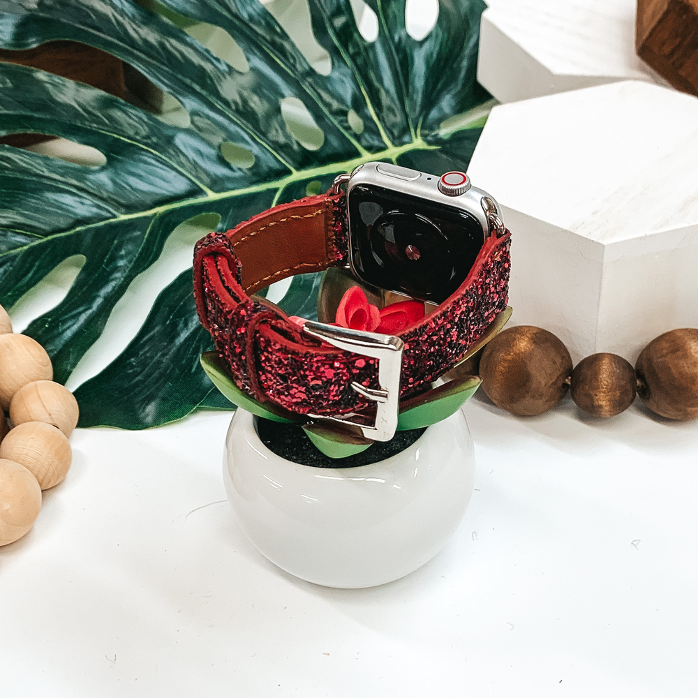 Unstoppable Sparkle Apple Watch Band in Fuschia Glitter - Giddy Up Glamour Boutique