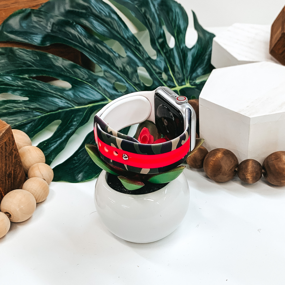 Smart Watch Band in Camo, Hot Pink and Orange - Giddy Up Glamour Boutique