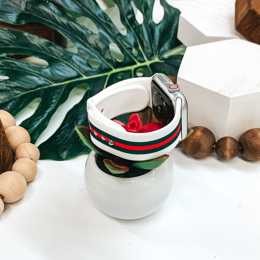 Smart Watch Band in White, Green and Red - Giddy Up Glamour Boutique