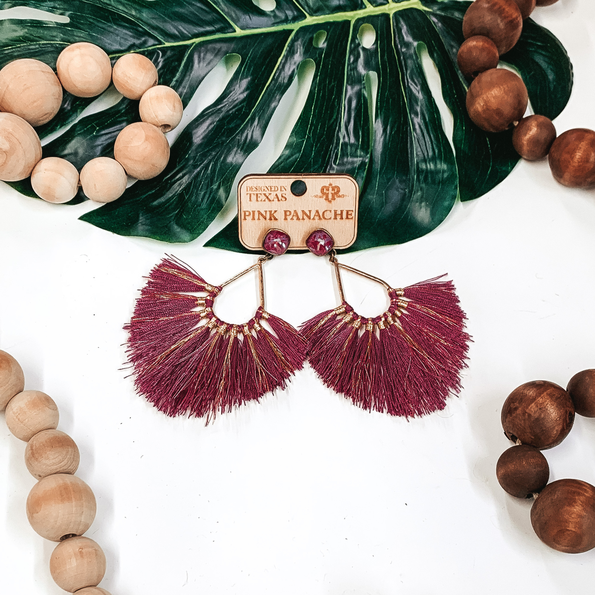 Pink Panache | Teardrop Earrings with Fringe Detailing in Fuchsia - Giddy Up Glamour Boutique