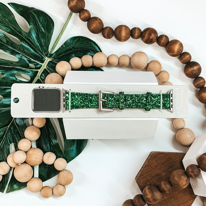 Unstoppable Sparkle Apple Watch Band in Green Glitter - Giddy Up Glamour Boutique