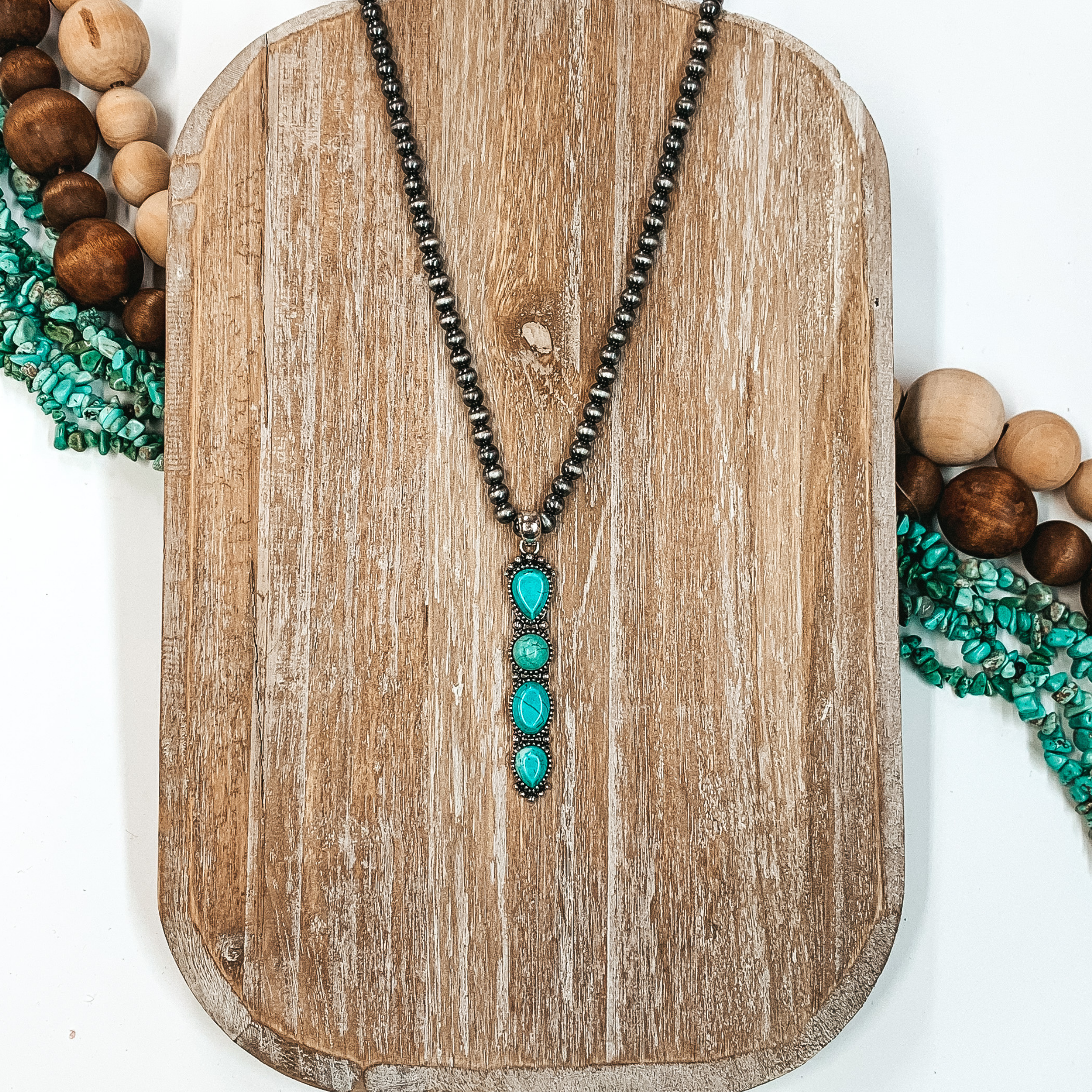 Lariat Inspired Pendant Necklace in Turquoise - Giddy Up Glamour Boutique