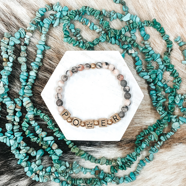Power Up Bracelet in Pink Marble - Giddy Up Glamour Boutique