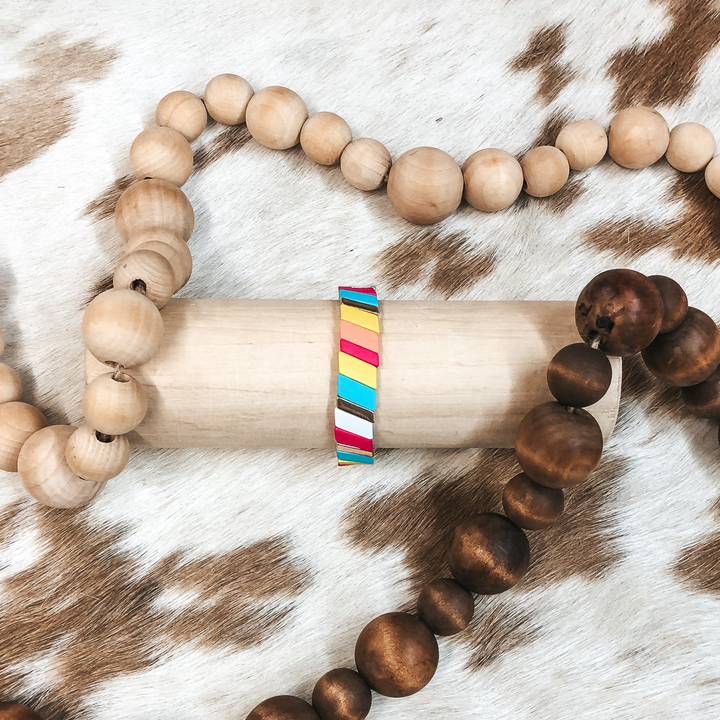 All About Matte Diagonal Bracelet in Multicolored - Giddy Up Glamour Boutique