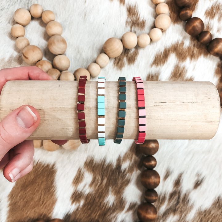 All About Matte Skinny Square Bracelet in Pinks - Giddy Up Glamour Boutique