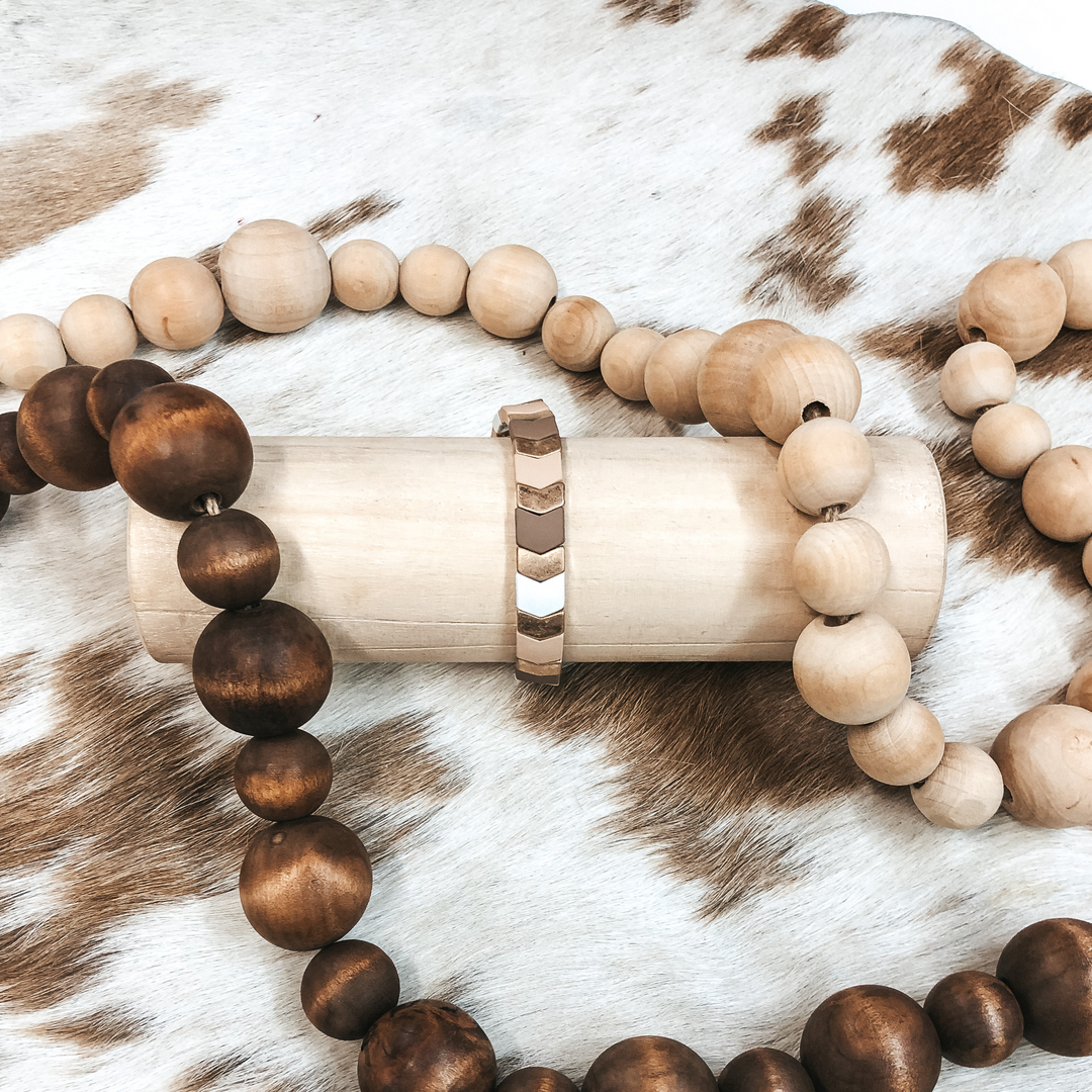 All About Matte Chevron Bracelet in Browns - Giddy Up Glamour Boutique