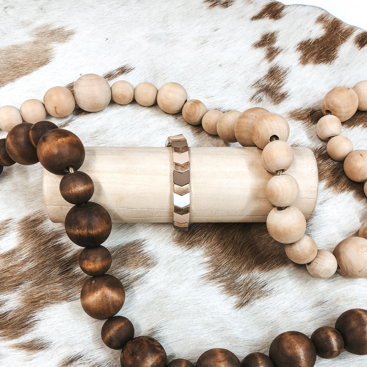 All About Matte Chevron Bracelet in Browns - Giddy Up Glamour Boutique