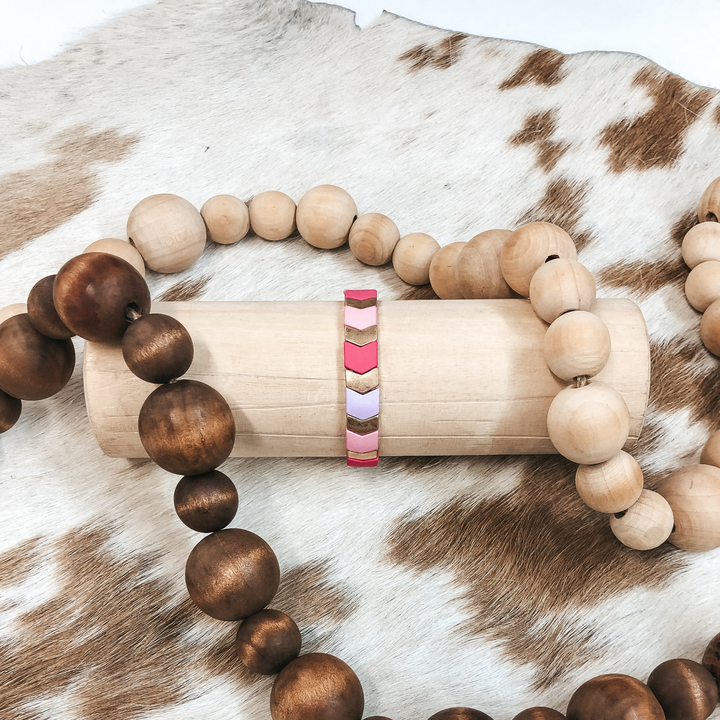 All About Matte Chevron Bracelet in Pinks - Giddy Up Glamour Boutique
