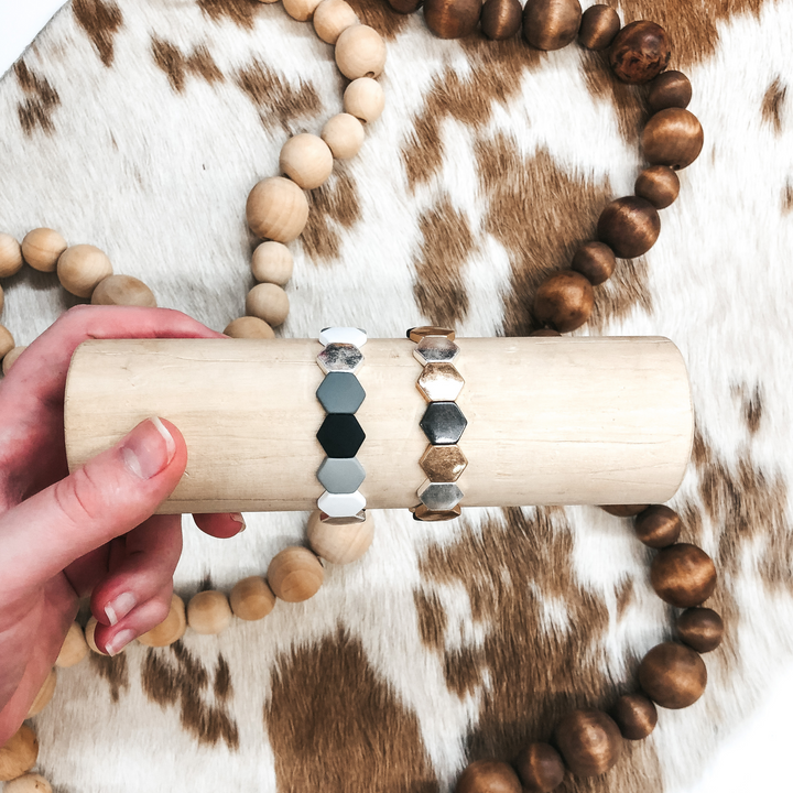 All About Matte Hexagon Bracelet in Greys - Giddy Up Glamour Boutique