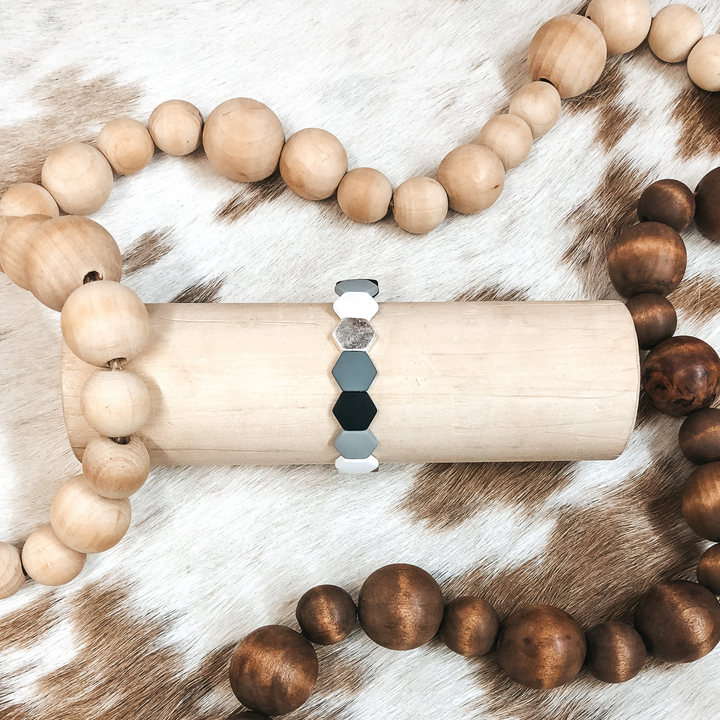 All About Matte Hexagon Bracelet in Greys - Giddy Up Glamour Boutique